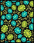 Tropical Bloom Teal Lime Black Rug