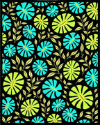 Tropical Bloom Teal Lime Black Rug