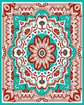 Ornate Red Teal Mandala Design Rug