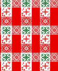 Red White Green Geometric Tile Pattern Rug