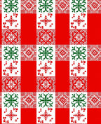 Red White Green Geometric Tile Pattern Rug