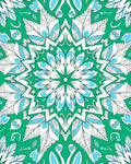 Green White Blue Mandala Pattern Rug