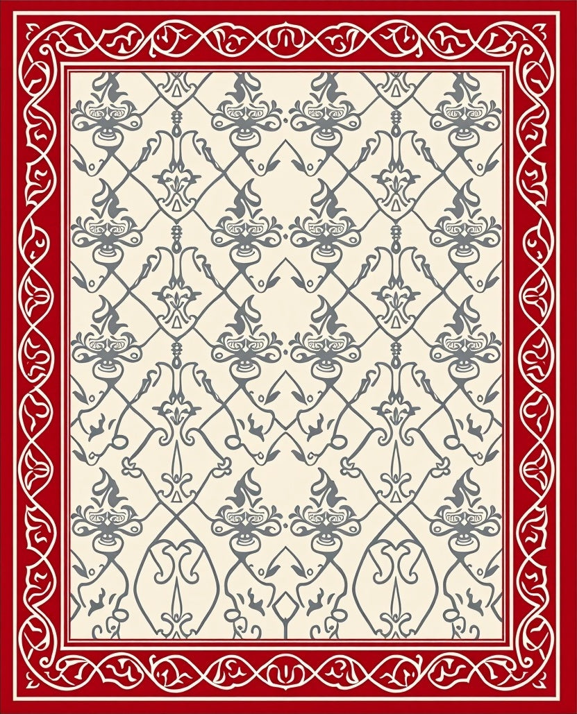 Classic Red Decorative Pattern Rug