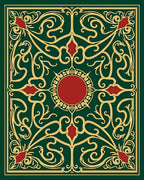 Elegant Emerald Burgundy Mandala Design Rug
