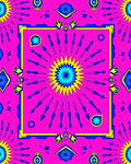 Vibrant Pink Blue Geometric Sunburst Rug