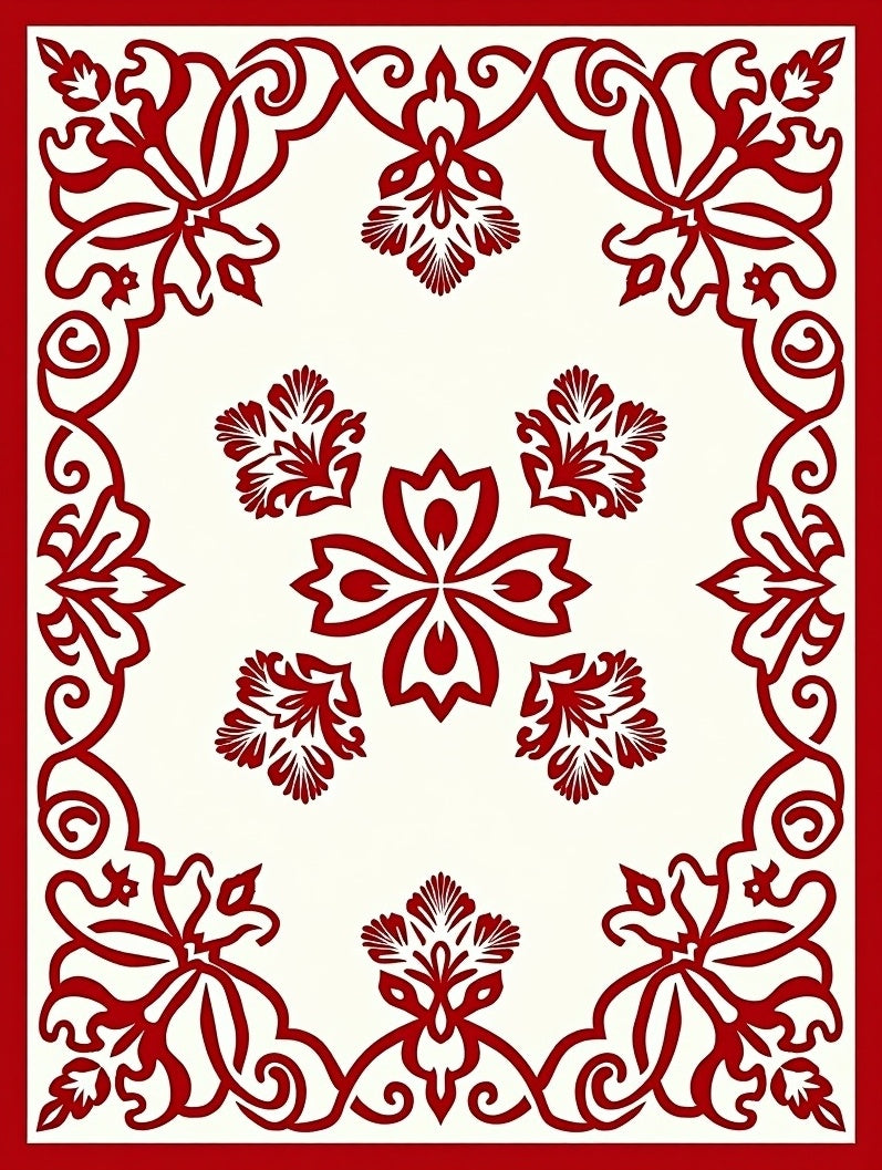 Grand Red Floral Medallion Design Rug