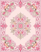 Pink Floral Mandala Frame Pattern Rug