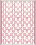 Pink White Geometric Repeating Pattern Rug