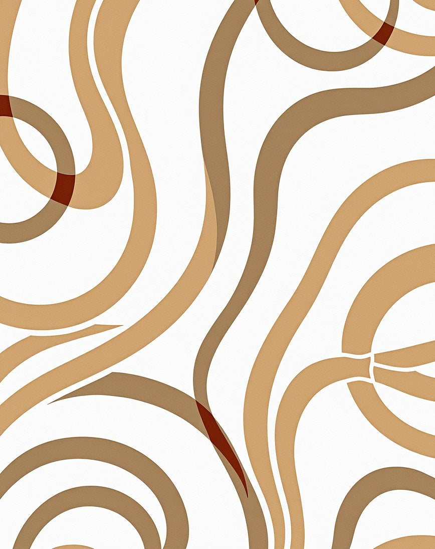 Modern Wavy Brown Swirl Rug