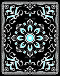 Black Teal Mandala Pattern Rug
