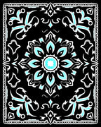 Black Teal Mandala Pattern Rug