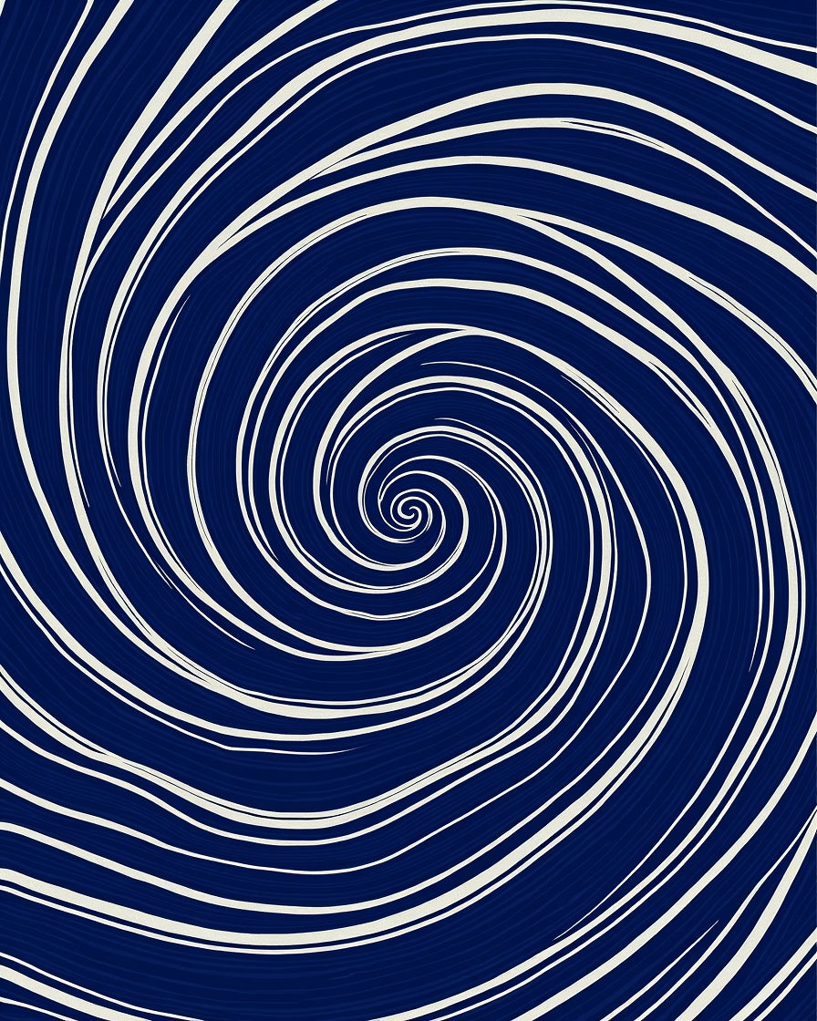Navy White Swirl Pattern Rug