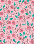 Pink Floral Vine Pattern Rug