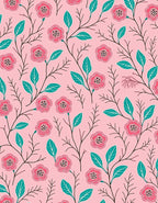 Pink Floral Vine Pattern Rug