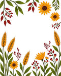 Autumnal Floral Wheat Pattern Design Rug