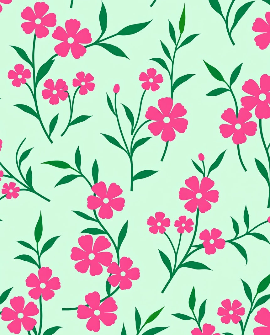 Pink Flower Branch Pattern Rug