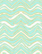 Wavy Teal Yellow Striped Pattern Rug