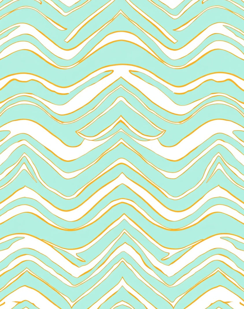 Wavy Teal Yellow Striped Pattern Rug