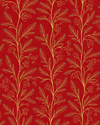 Red And Gold Botanical Patterned Rug