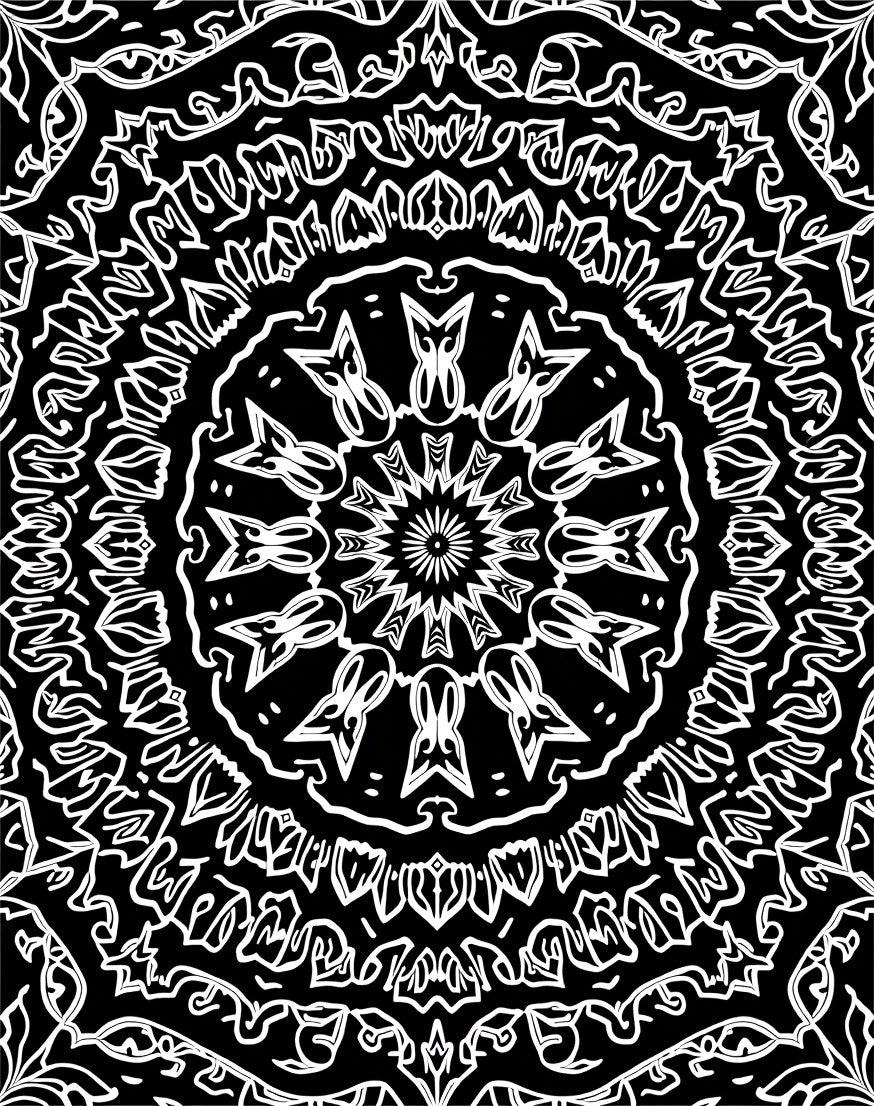 Monochromatic Ornate Mandala Pattern Rug