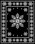 Black White Snowflake Winter Border Rug