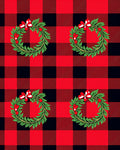 Red Green Festive Buffalo Check Wreath Rug