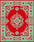 Red Teal Ornate Floral Motif Rug