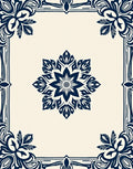 Navy Floral Mandala Pattern Rug