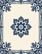 Navy Floral Mandala Pattern Rug