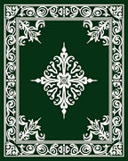 Elegant White Floral Bordered Design Rug