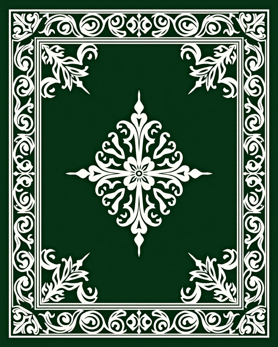 Elegant White Floral Bordered Design Rug