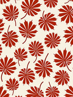 Radiant Red Fan Leaf Pattern Rug