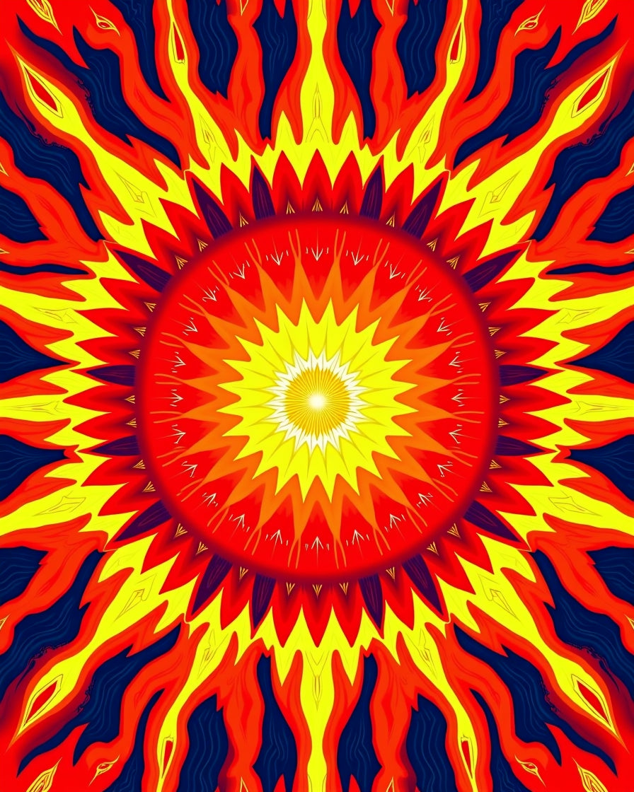 Radiant Sunburst Mandala Design Rug