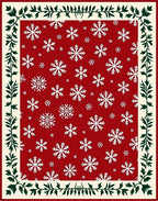 Red Snowflake Border Pattern Rug