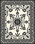 Stylized Floral Motif Border Rug