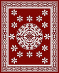 Traditional Snowflake Medallion Border Design Rug