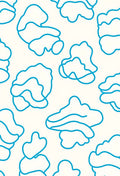Abstract Blue Curvy Outline Pattern Rug