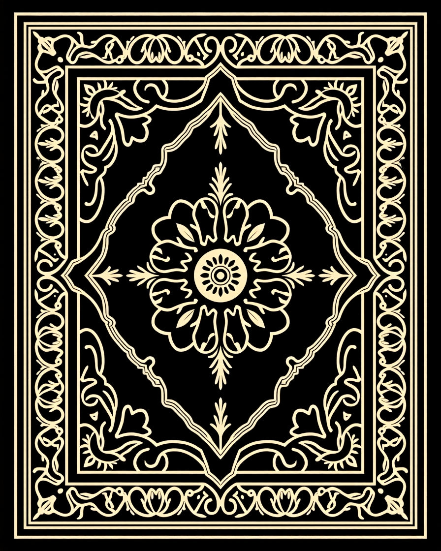 Ornate Floral Symmetry Vintage Rug