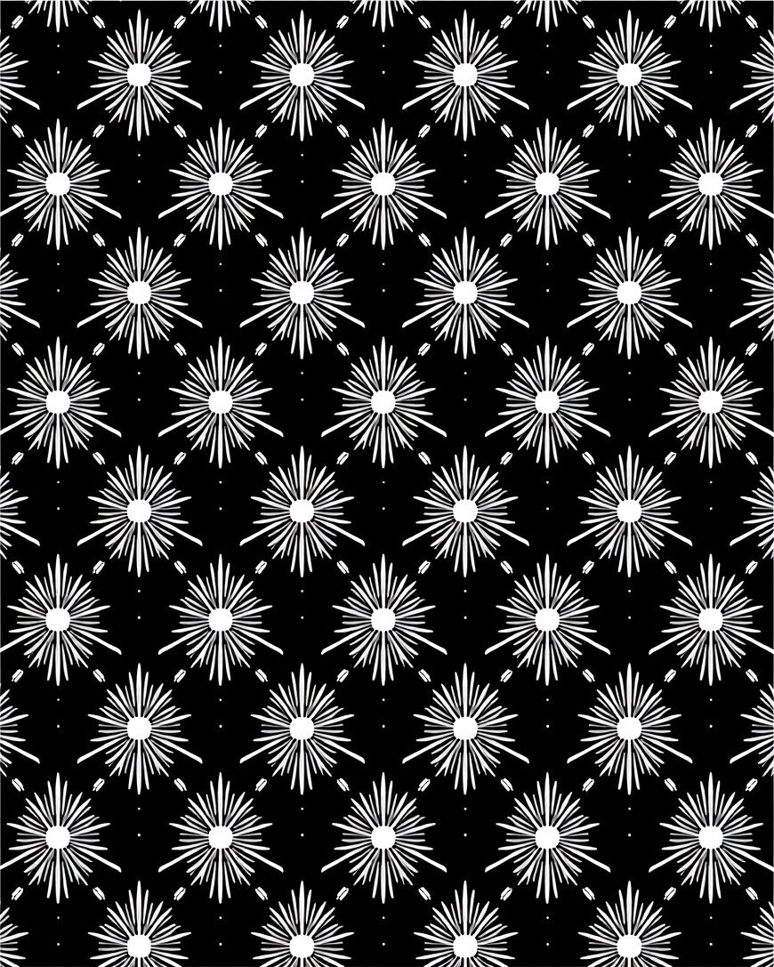Black White Radial Starburst Pattern Rug