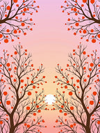 Orange Fruit Tree Silhouette Sunset Rug