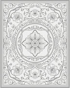 Vintage Floral Arrangement Outline Design Rug