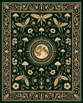 Mystical Moon Insect Floral Pattern Rug