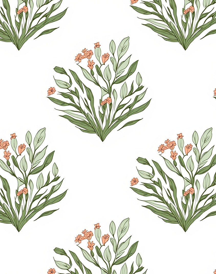 Floral Leafy Sprigs Design Rug