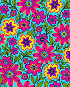Vibrant Floral Print With Bright Hues Rug