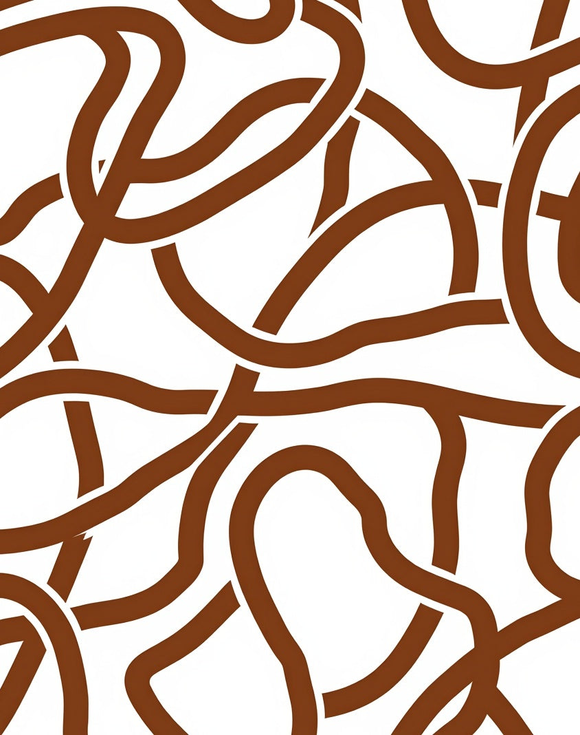 Brown Abstract Wavy Intertwined Lines Rug