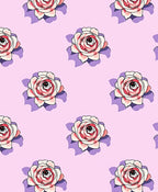 Whimsical Rose Pattern With Skull Eyes Rug