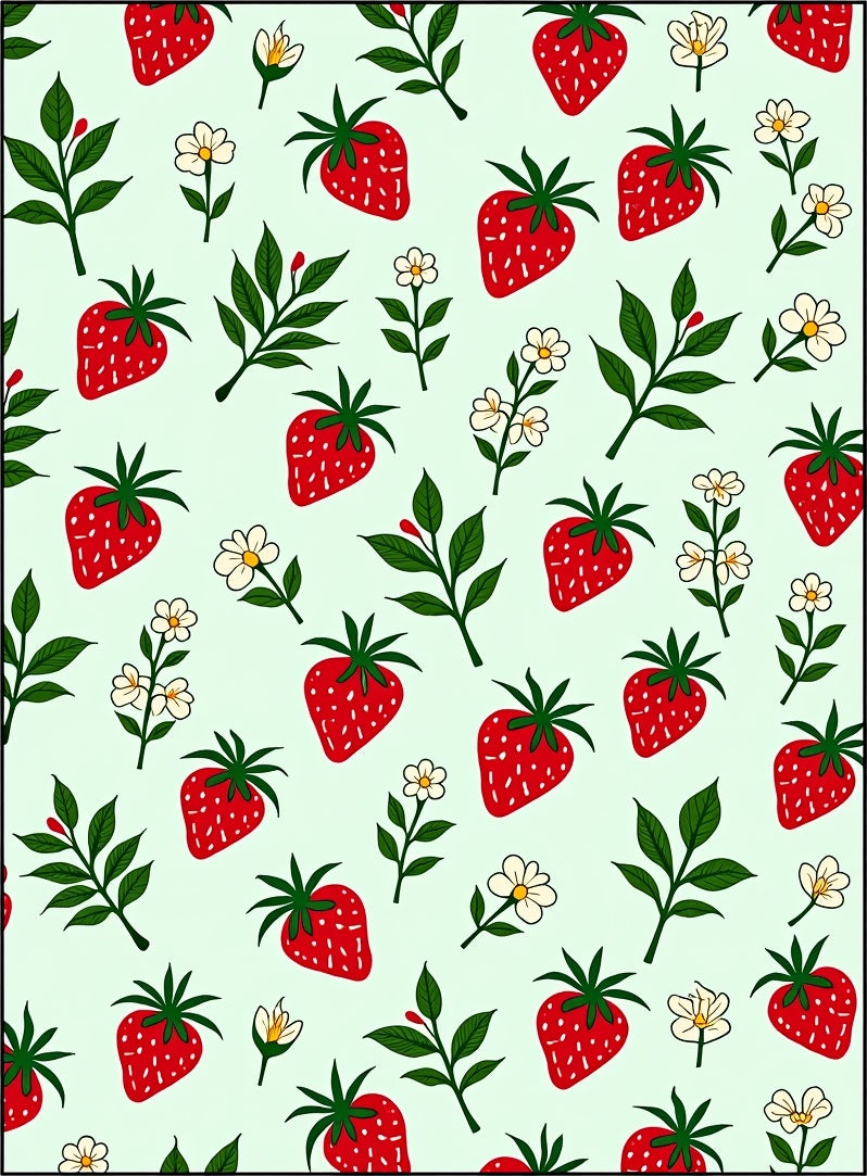 Sweet Strawberry Flower Pattern Design Rug