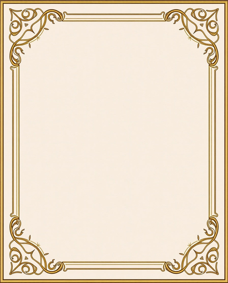 Elegant Gold Scrollwork Border Design Rug
