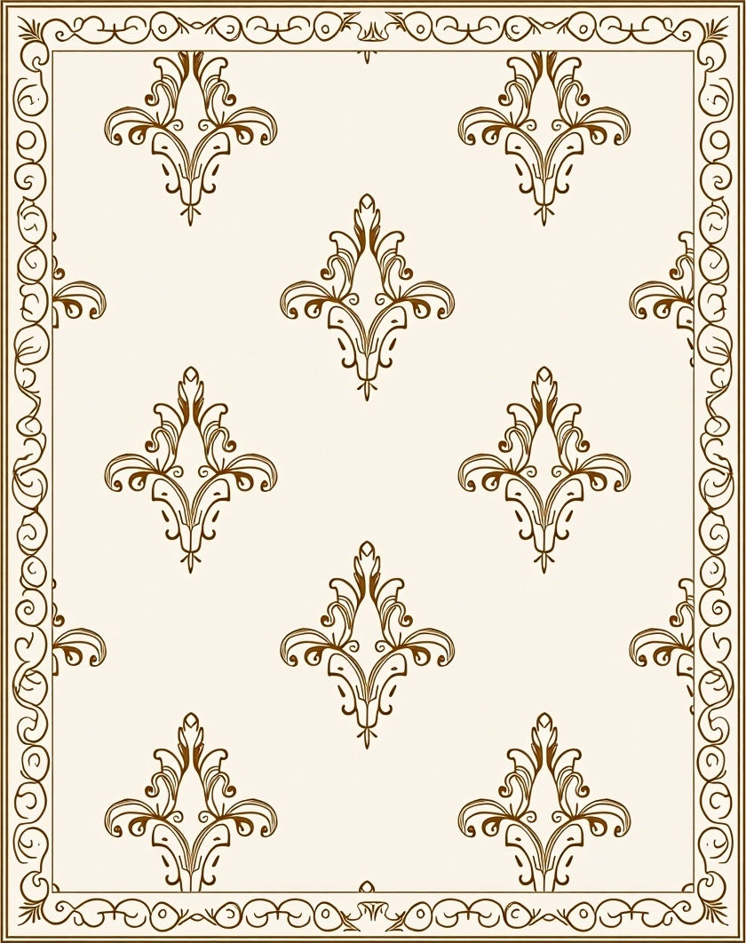 Classic Damask Scroll Pattern Rug