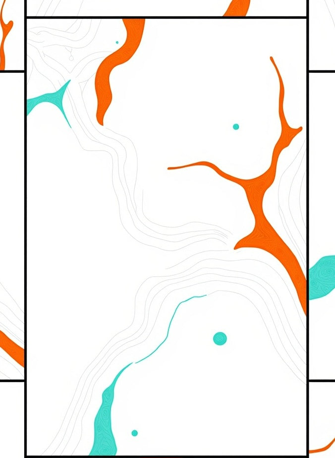 Abstract Orange Teal Flowing Lines Rug